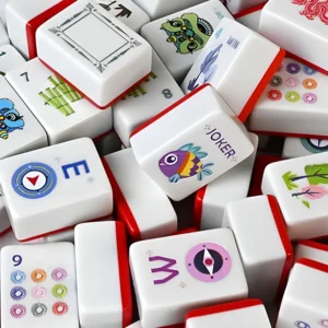 Crimson Melamine Mahjong Tile Collection – 160 Pieces