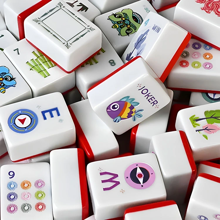 Crimson Melamine Mahjong Tile Collection – 160 Pieces