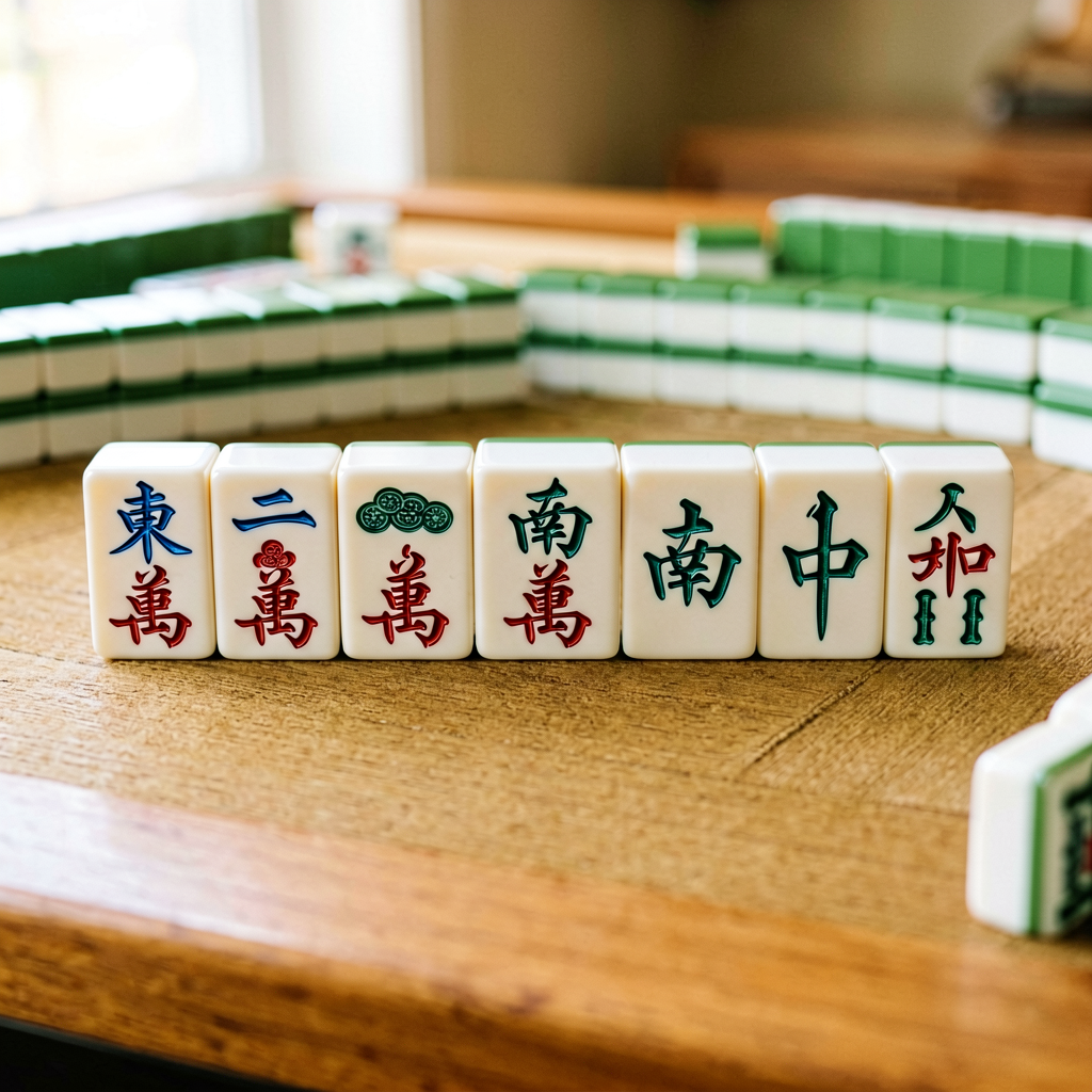 American mahjong wind tiles East South West North arranged in a row