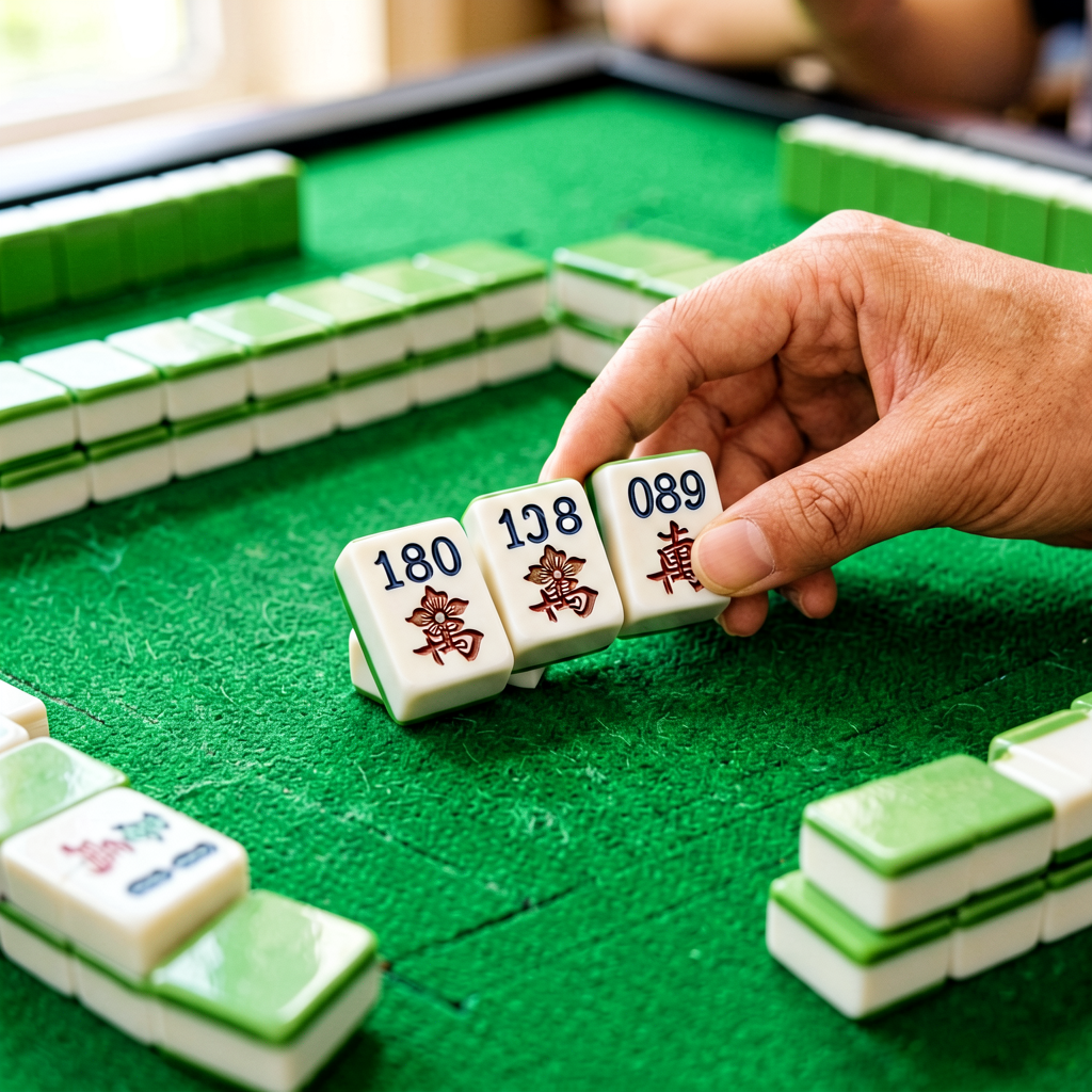 Three American mahjong tiles being passed between players